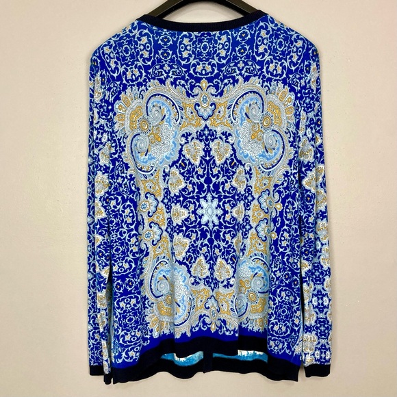 Talbots Breton Blue Charming Cardigan Women’s Size 2X Button Front Cotton Blend - Picture 5 of 8